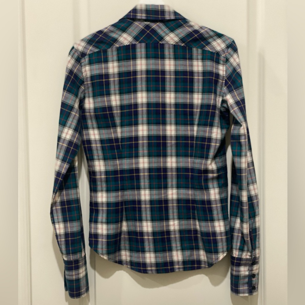 Plaid Ruffle Front Button Down Top Purchased At I… - image 6